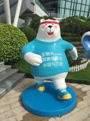 厂家定做熊卡通玻璃钢雕塑户外花园林景观特色幼儿园卡通人物摆件